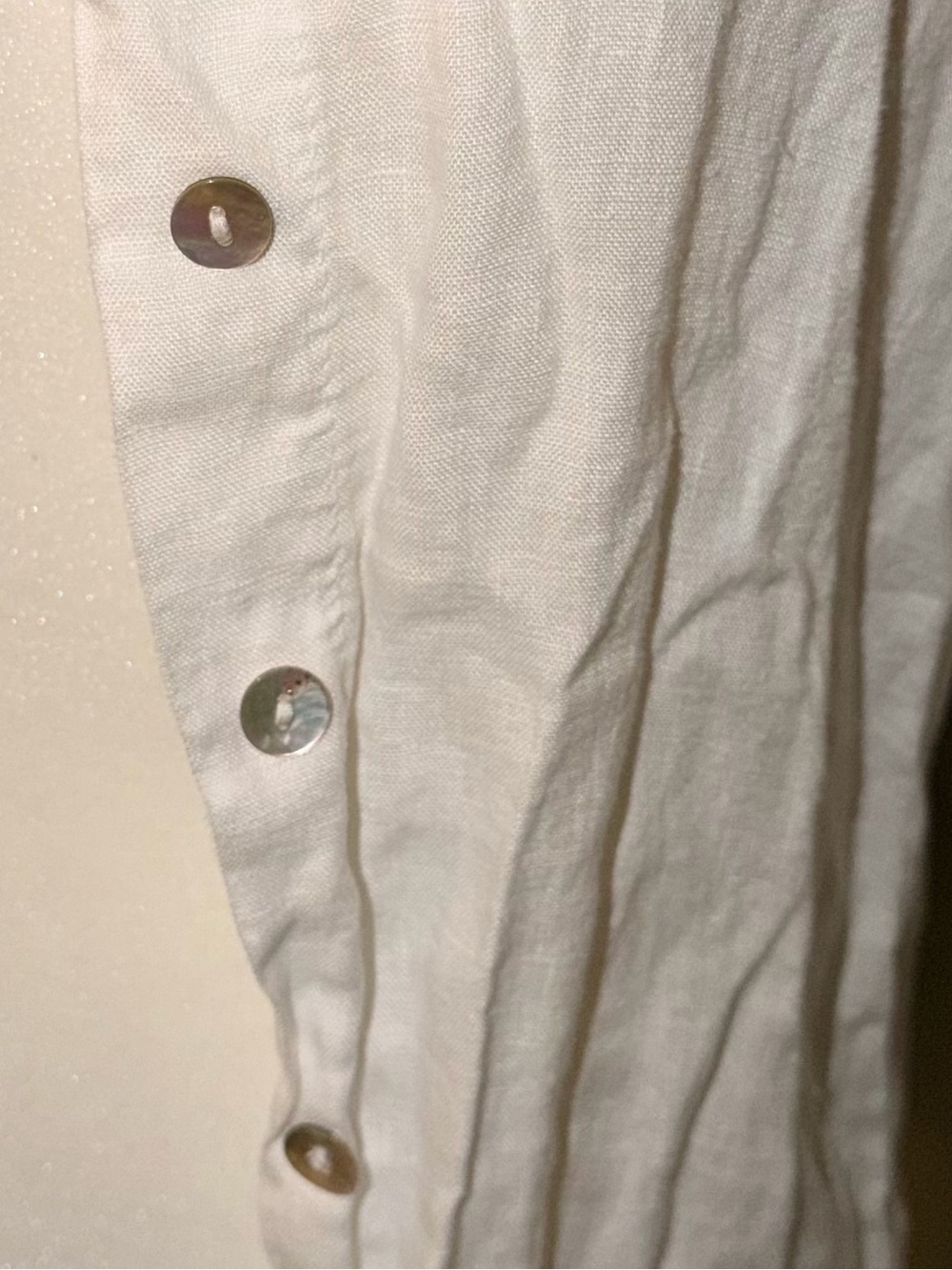 Light White Ruffled Button-Down Linen Shirt - Picture 2 of 11